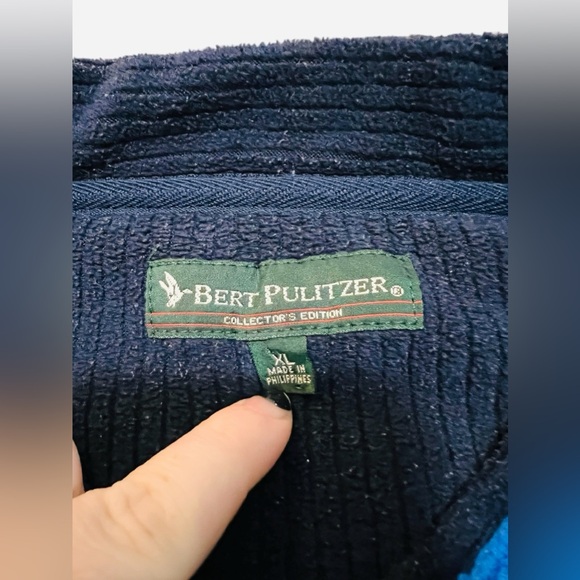 Vintage Bert Pulitzer Collectors Edition Blue Fleece Pull Over Sweatshirt XL - Picture 4 of 7